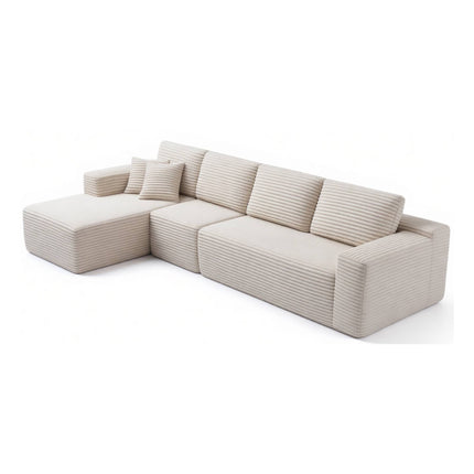 134' Modern Minimalist Modular Sectional Couch, Comfort L Shaped 4-Seat Lounge Sofa for Living Room, Left Hand Facing