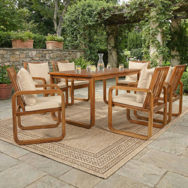 7 Pieces Patio Dining Set Outdoor Dining Table and Chairs Stylish Outdoor