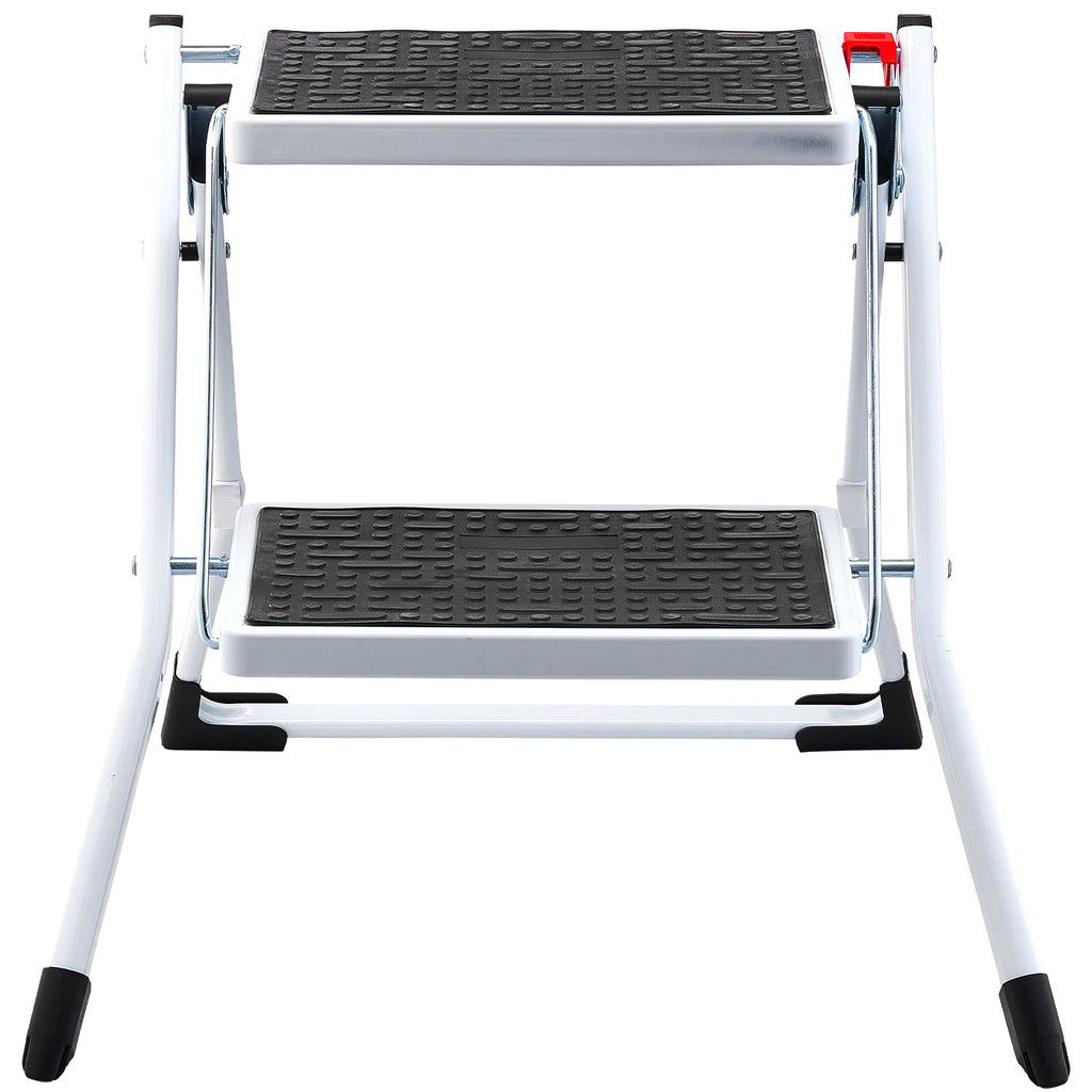 Step Ladder 2-Step 330lbs Capacity, Ergonomic Folding Steel Step Stool with Wide Anti-Slip Pedal, Sturdy Step Stool for Adults Toddlers, Multi-Use for Household, Kitchen, Office, RVs