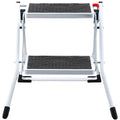 Step Ladder 2-Step 330lbs Capacity, Ergonomic Folding Steel Step Stool with Wide Anti-Slip Pedal, Sturdy Step Stool for Adults Toddlers, Multi-Use for Household, Kitchen, Office, RVs
