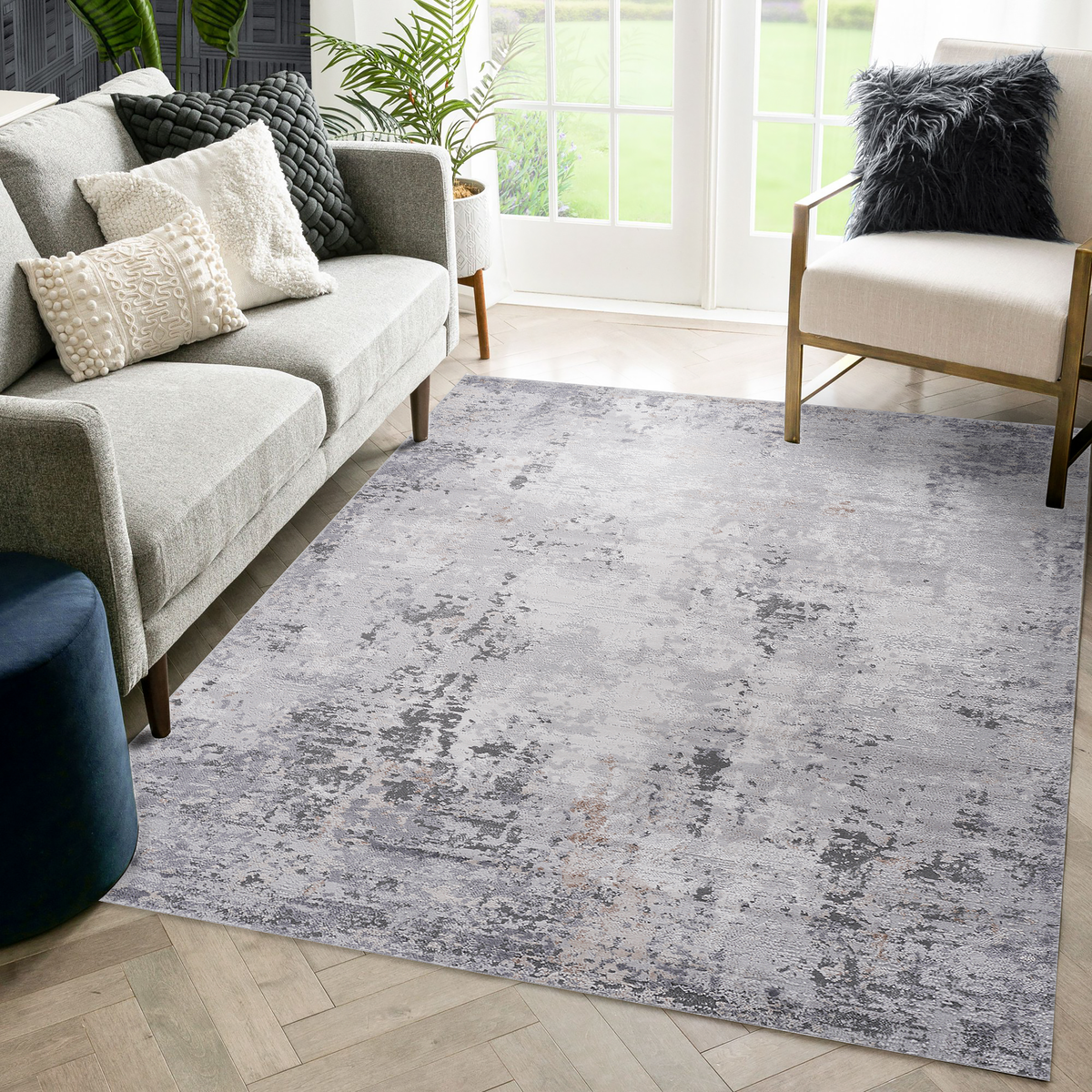 LOOM & LUXE Collection 8X10 Ivory/Sand/Abstract Non-Shedding Living Room Bedroom Dining Home Office Stylish and Stain Resistant Area Rug