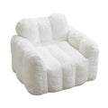 Lotus Style Compression Sofa Adult Bean Bag with Pull Ring, White Faux Fur, 43.7 x 39.8 x 26.8 Inches