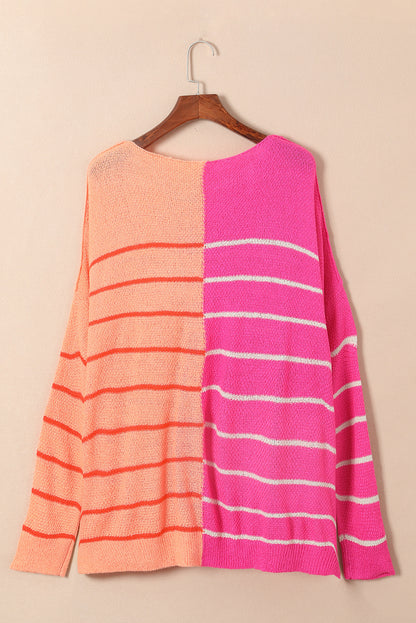 Yellow Plus Size Color Block Striped Knit Sweater - Eloy Royal