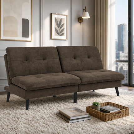 Polyester Blend Easy Convert Futon with Tufted Back and Seat