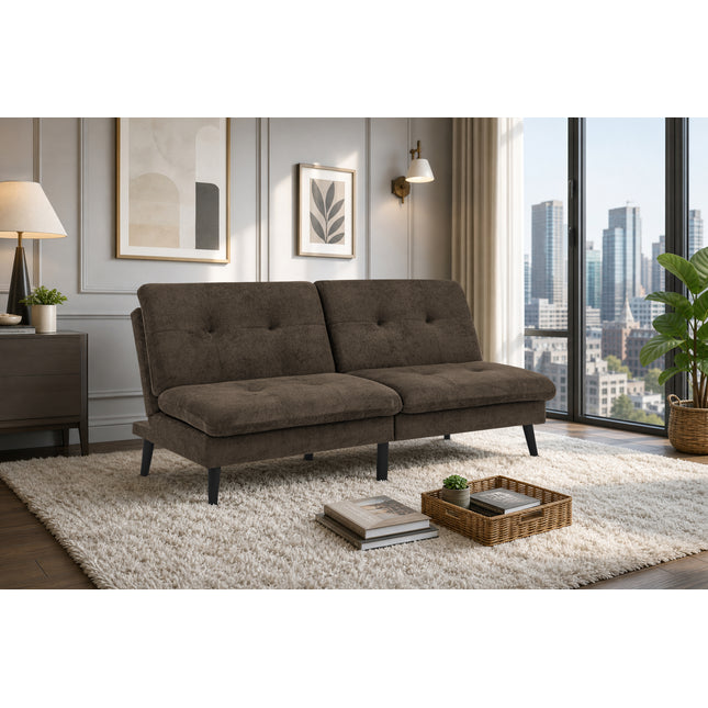 Polyester Blend Easy Convert Futon with Tufted Back and Seat