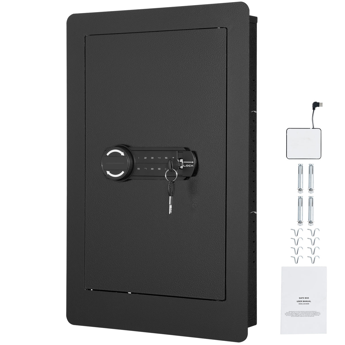 25.59' Tall Wall Safe, 3-Tier Hidden Wall Safe with Keypad, 3 Removable Shelves & 6 Key Holders, Q235 Cold-Rolled Steel In Wall Safe with LED Light & Vibration Alarm for Money, Jewelry, Passport