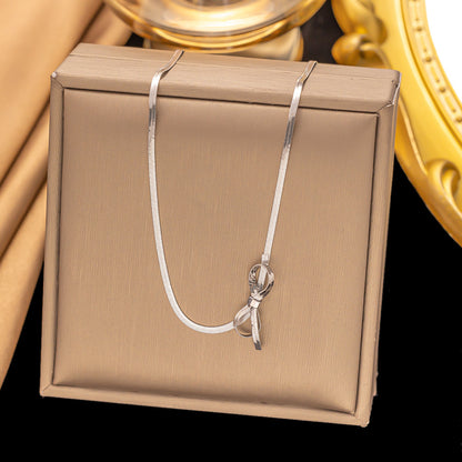 Snake Bones Chain Butterfly Sweet Necklace Titanium Steel 18K Gold Plating