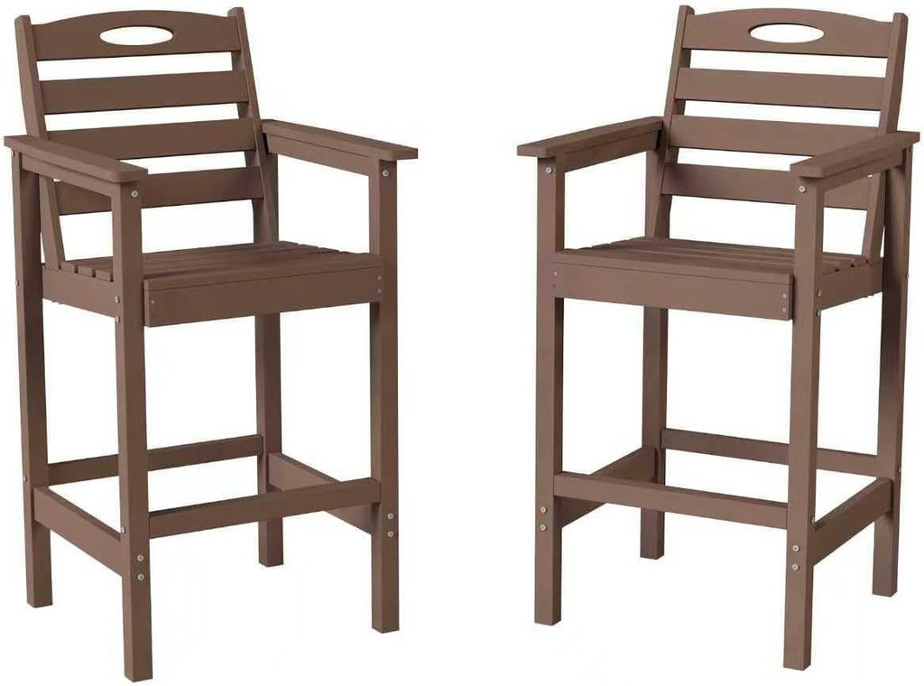 Adair HDPE Adirondack Bar Chairs, Brown, Set of 2