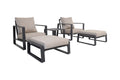 5-piece Outdoor Aluminum Patio Seating Set With 2 Club Chairs, 2 Ottomans, And End Table With Beige Cushion