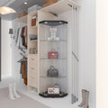 Glass Display Cabinet with 4 Shelves,Pentagon,Curio Cabinets for Living Room, Bedroom, Office, Black Floor Standing Glass Bookshelf, Quick Installation