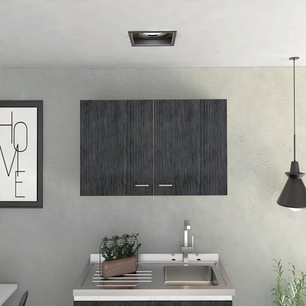 Wall cabinet 19'H, two Doors, two internal Shelves, White/smoked oak