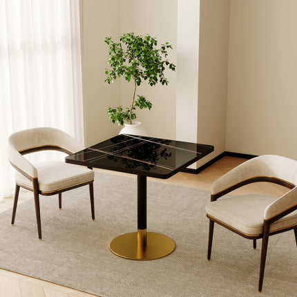 Square Modern Dinning Table 31.5 inches Bistro Table Tulip Table with Faux Marble top,Easy Assemble,Sturdy Metal Frame Diameter