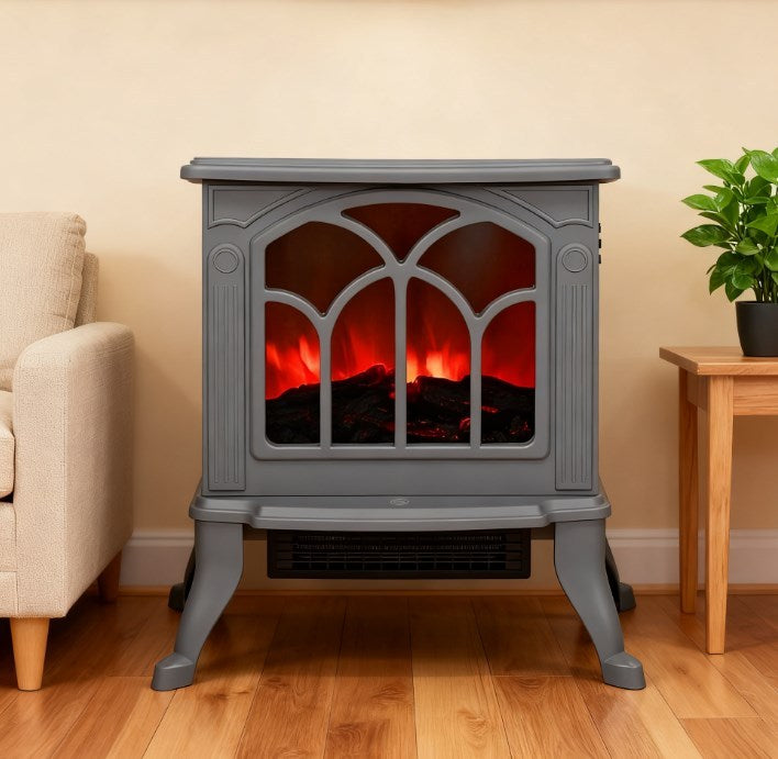 Chic Electric Fireplace Stove – Realistic Flame, Retro Style for Cozy & Trendy Home Interiors