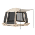 Screen House Tent, 12 x 11 ft, 10-12 Person Pop Up Screen Tent with Extended Awning, Portable Screened in Canopy with Carry Bag, Netting Sides, for Patio, Backyard, and Outdoor Activities, Beige