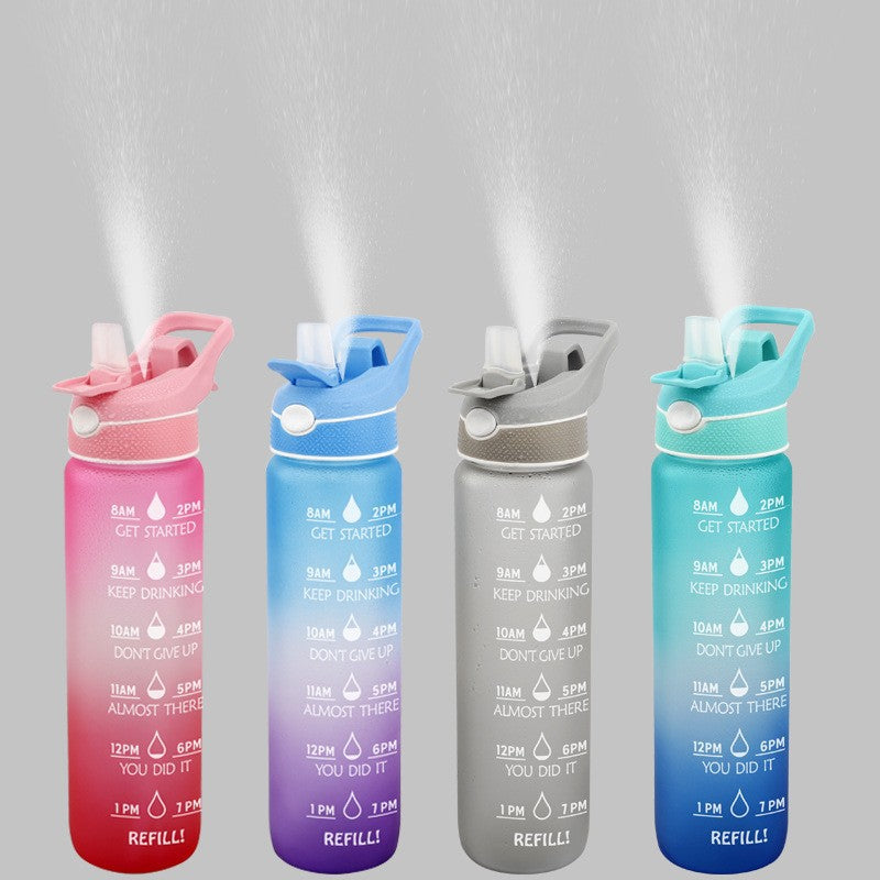 1000ML Plastic Spray Water Bottle Scrub Bounce Cover Straw Space Cup Sports Water Bottle - Eloy Royal