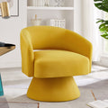 Modern Swivel Barrel Chair, Upholstered Velvet Round Accent Chairs,360 Degree Comfy Swivel Chair with Open Backrest, Single Chair Armchair for Living Room Bedroom, Homerest, Yellow