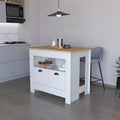 Theba Kitchen Island, whit  2 doors, 3 shelves