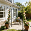 Metal Garden Arch W55'' x H94.5'' Garden Arbor Trellis Climbing Plants Support Rose Arch Outdoor Arch Black