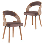 Wood Dining Chairs, Set of 2 Modern Upholstered Dining Chairs with Curved Backrest for Kitchen, Dining Room, Living Room