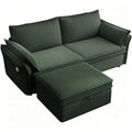 Green Two-in-One Convertible Sofa Bed with Plush Corduroy Fabric, 85-Inch Multi-Functional Living Room Furniture