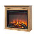 28 inch Electric Fireplace with Mantel, 23 Inch Infrared Quartz Fireplace Heater, Realistic Log & Brick Flame Effect.Freestanding Wooden Fireplace Cabinet for Living Room Bedroom