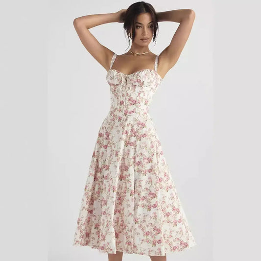 Sleeveless Elegant Flowers Dress - Eloy Royal