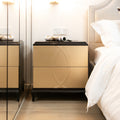 Verona 23' Wide Contemporary Glam Storage Side Table, Espresso Black & Soft Gold Birchwood & Veneer