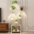 Plant Stand Indoor with Grow Lights - 62' Tall Plant Shelf, Lighted Corner Plant Stands for Indoor Growing, 8 Tiered Large Flower Holder, S-Shaped Decorative Rack for Living Room (NATURAL COLOR)