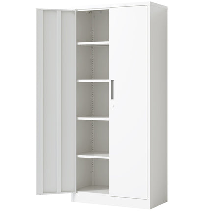 71 in H Metal Garage Storage Cabinet with White Tool Steel Locking