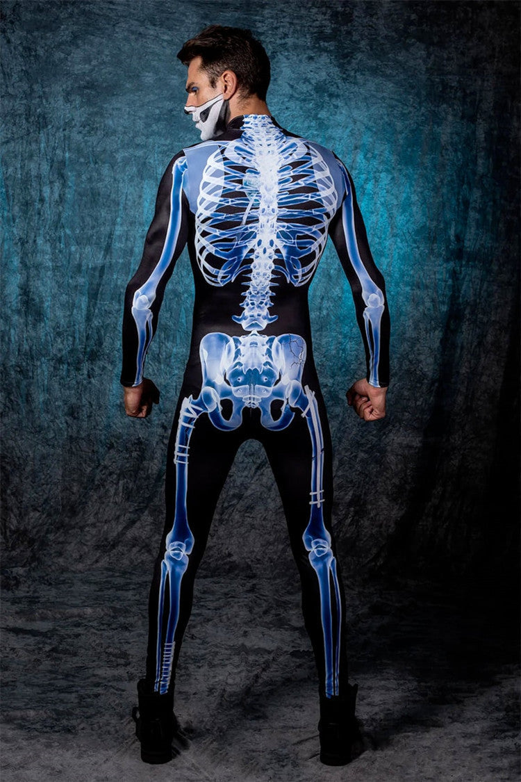 Halloween Long Sleeve Tights See-through Skeleton 3D Printed One-piece