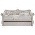 Beige Upholstered Twin Daybed with Trundle