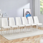 Dining Chairs Set of 4, Comfortable Dining Room Chair, Metal Kitchen Chairs with Leathaire Fabric and High Back (Cream White, Set of 4) - Eloy Royal