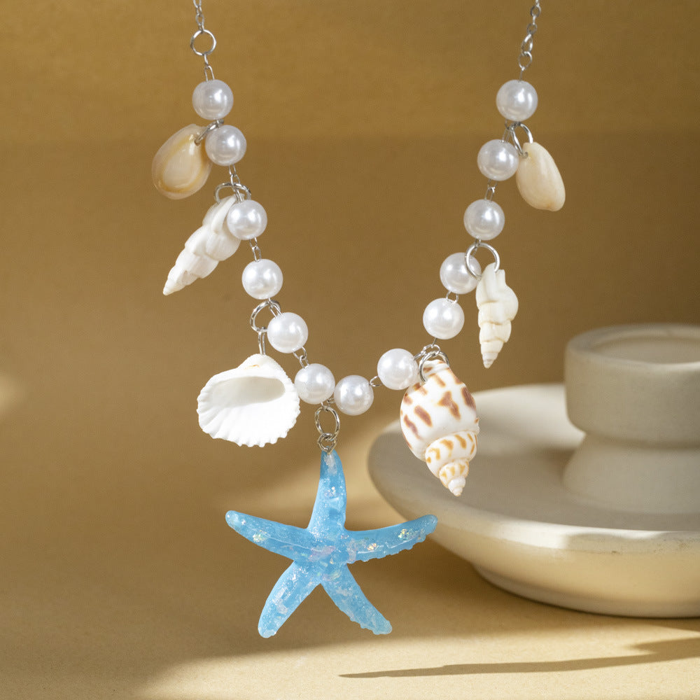 Pearl Conch Starfish Necklace Fashion Shell Clavicle Chain