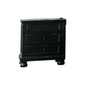Transitional Style Two Drawer Wooden Night Stand with Round Bun Legs, Black