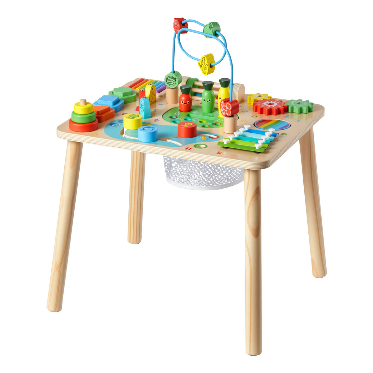Montessori Activity Table for Toddler 1-3 Years Old, 13 in 1 Wooden Learn Activity Desk, Baby Play Table for Boys & Girls Aged 6+ Months, Great Birthday, Christmas, Children's Day Present