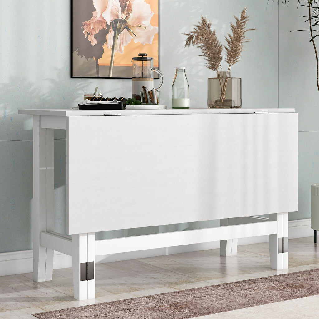 TOPMAX Farmhouse Wood Extendable Dining Table with Drop Leaf for Small Places, White(OLD SKU:N717P195019)