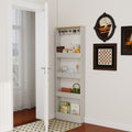 Behind The Door 69' Tall Bookcase with 4 Shelves and 5 hooks,  Space-Saving Narrow storage cabinet for Living Room, Children's Room, Study Room, Kitchen, Corridor-Antique White