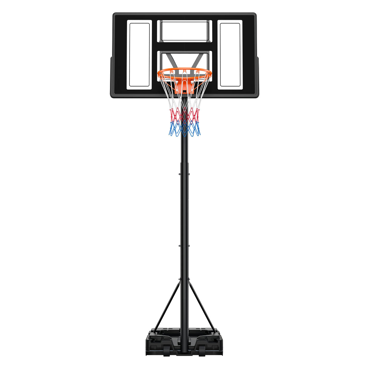 Portable Basketball Stand, 4.4 ft to 10 ft Height Adjustment Basketball Hoop & Goal, Adjustable Basketballs Goal System with Built-in Rolling Wheels for Kids, Teens, Adults in Driveways, Pools