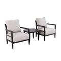 Modern 3PC Outdoor Aluminum Patio Furniture Set with Sunbrella Cushions and Black Marble-Inspired Sintered Stone Side Table, Ember Black