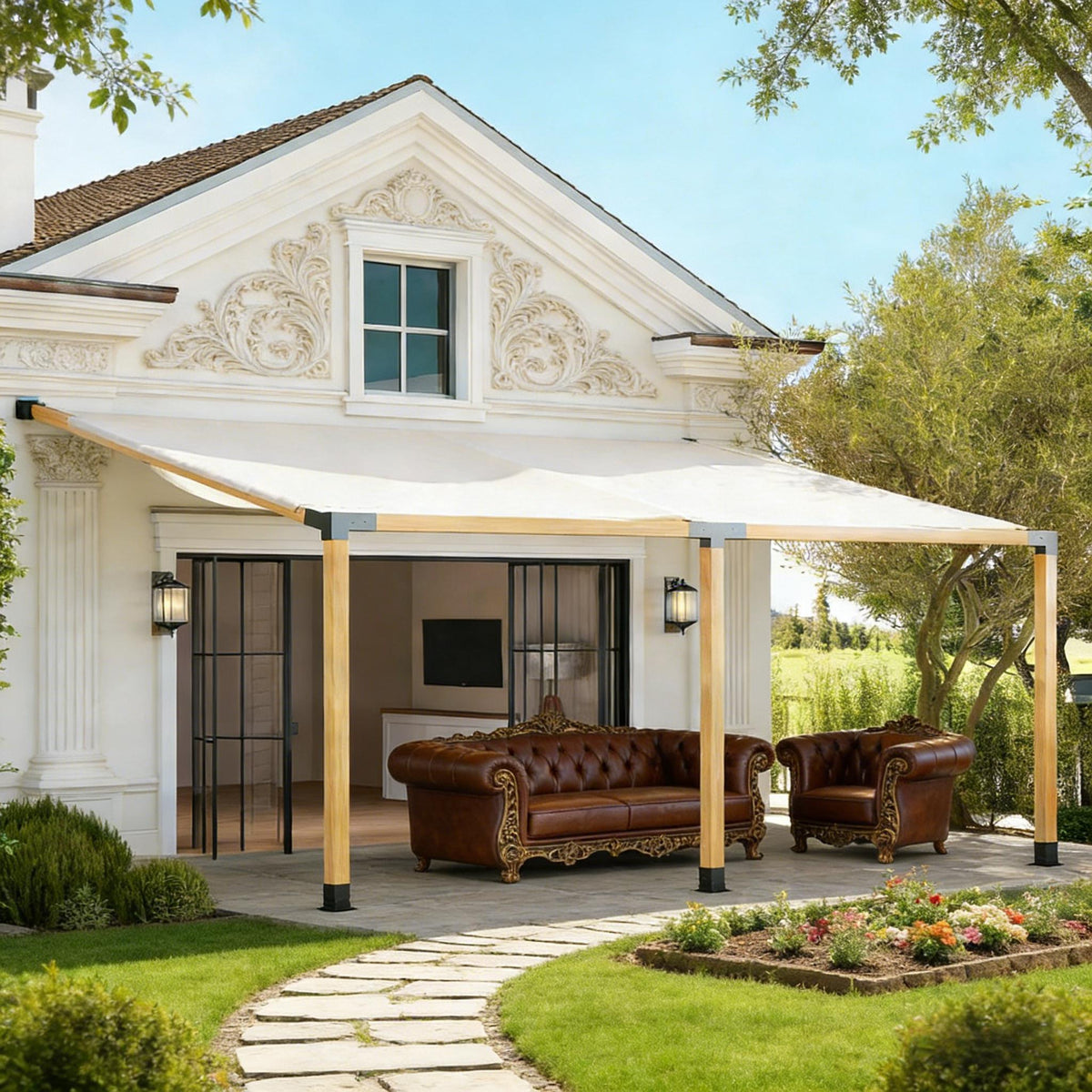 Outdoor Wall Mounts Pergola Kit,Slanted Pergola Brackets(Only Pergola Kit)