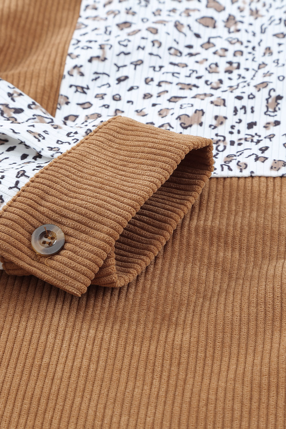 Brown Button Up Colorblock Pocket Corduroy Shacket - Eloy Royal