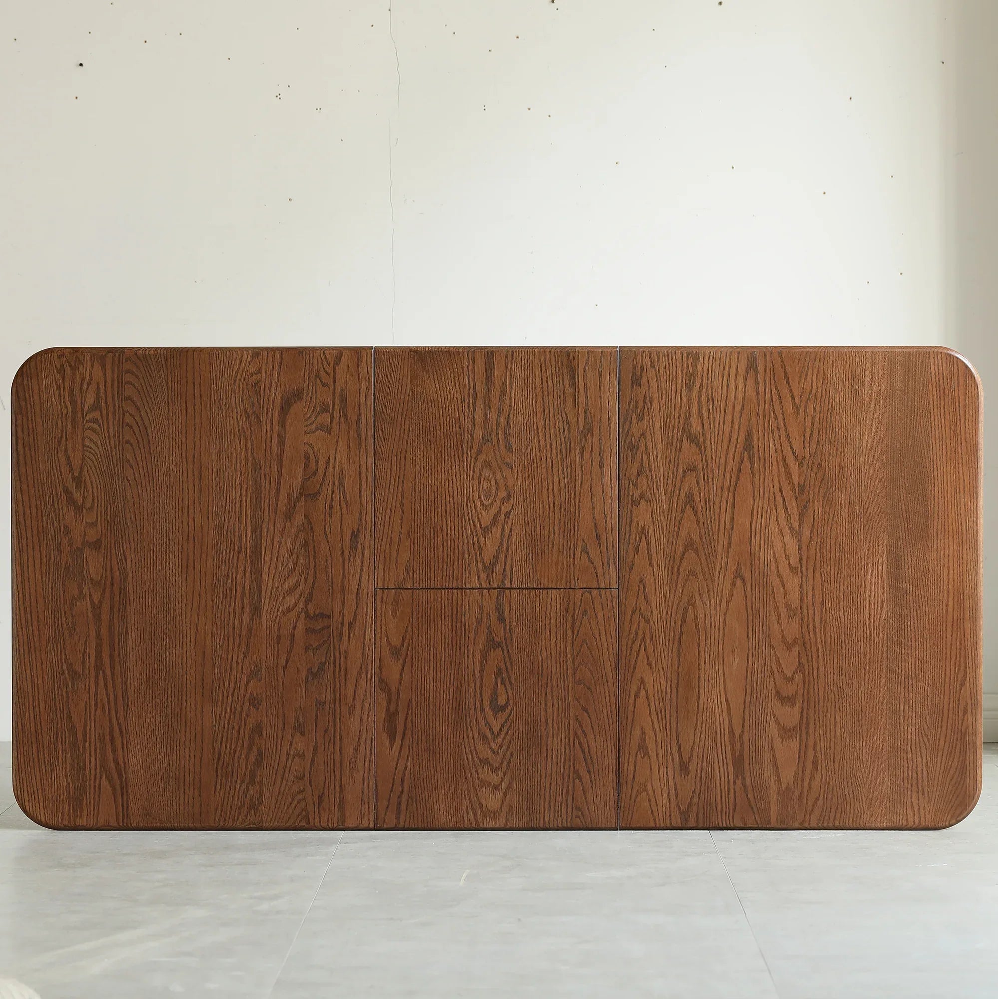 Walnut color solid oak round corner diagonal leg telescopic table 1.2-1.6m, for 6-8 people to meet Dining table wood (Walnut color) - Eloy Royal