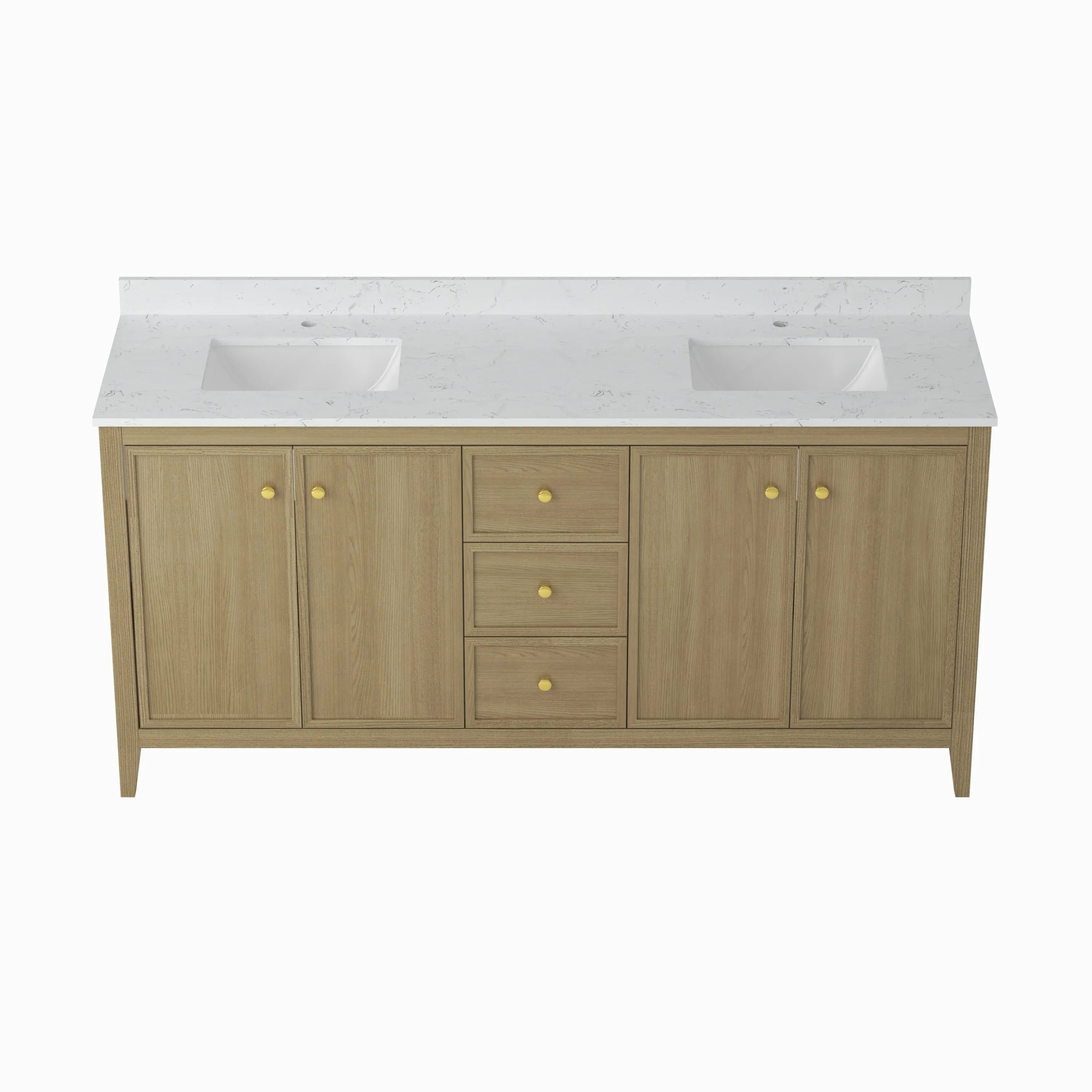 72' Bathroom Vanity Cabinet,Bathroom Wall-Mount Cabinet with Double Basins Sink - Eloy Royal