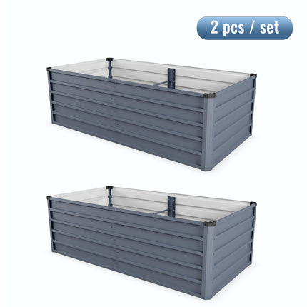 6x3x2 ft 2 pcs Large Raised Garden Bed Kit, Grey Rectangular Galvanized Metal Outdoor Garden Bed, Planter Raised Garden Boxes Outdoor Garden Beds for Growing Plants, Vegetables and Flowers.