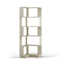 6 Tier L-Shaped Corner Bookshelf in White Oak Wood Grain with Anti-Drop Panels and Anti-Tipping Safety Device for Living Room, Bedroom, or Home Office