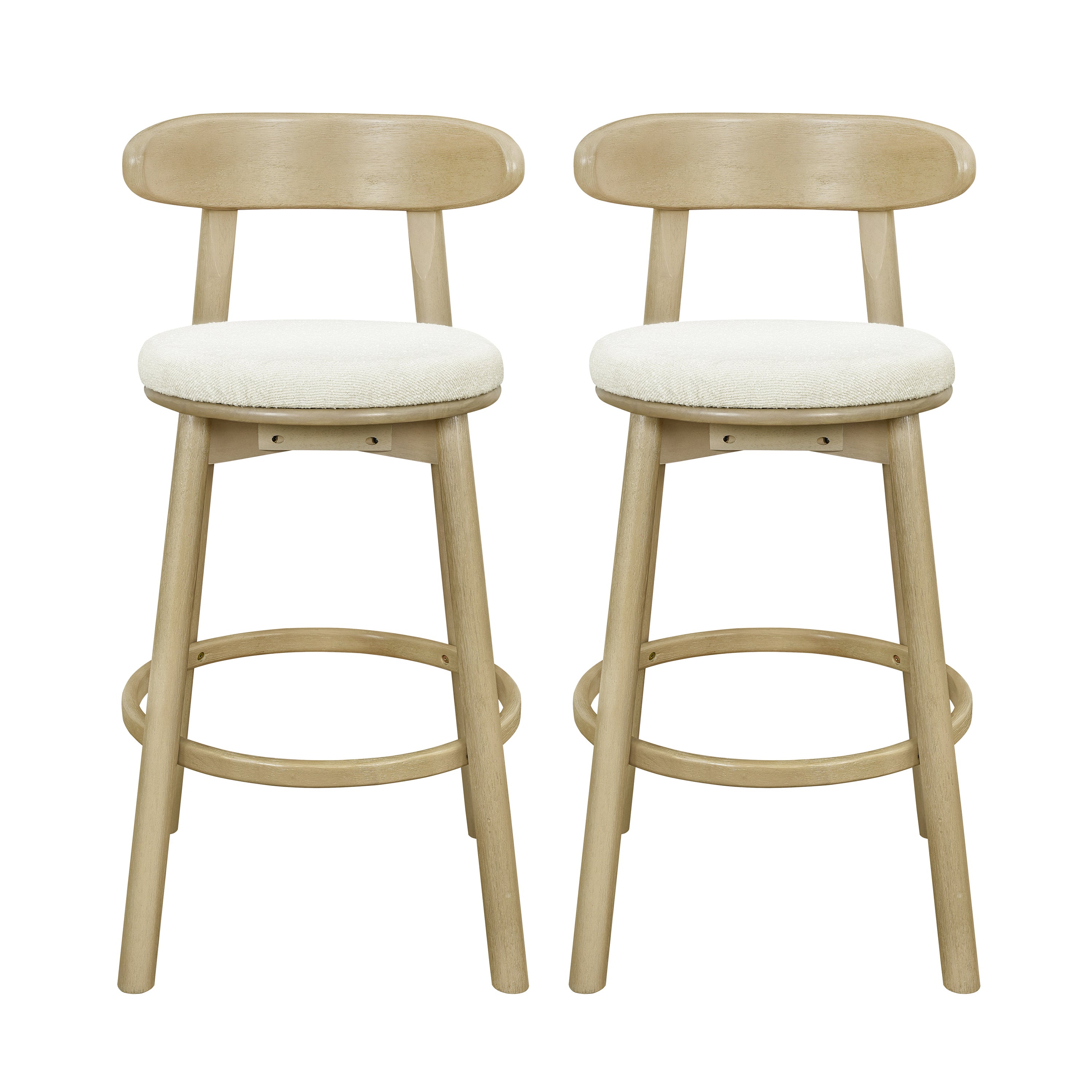 Round Cushion Bar stools (Natural Ash+Beige)