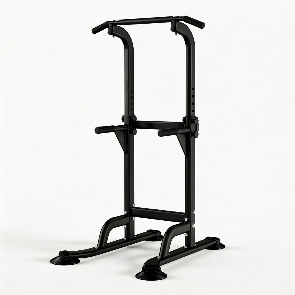 Power Tower Dip Station, Multi-Function Pull Up Bar Stand, Adjustable Height Strength Training Equipment, Home Gym Workout Station for Pull-ups, Dips, Push-ups, Black