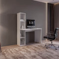 Aston Modern Computer Desk with Integrated Booshelf with Multi-Tier Open Shelves