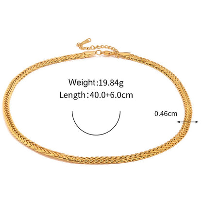 Gold Woven Twist High-grade Simple All-match Fashionable Stainless Steel Plated Non-fading Necklace