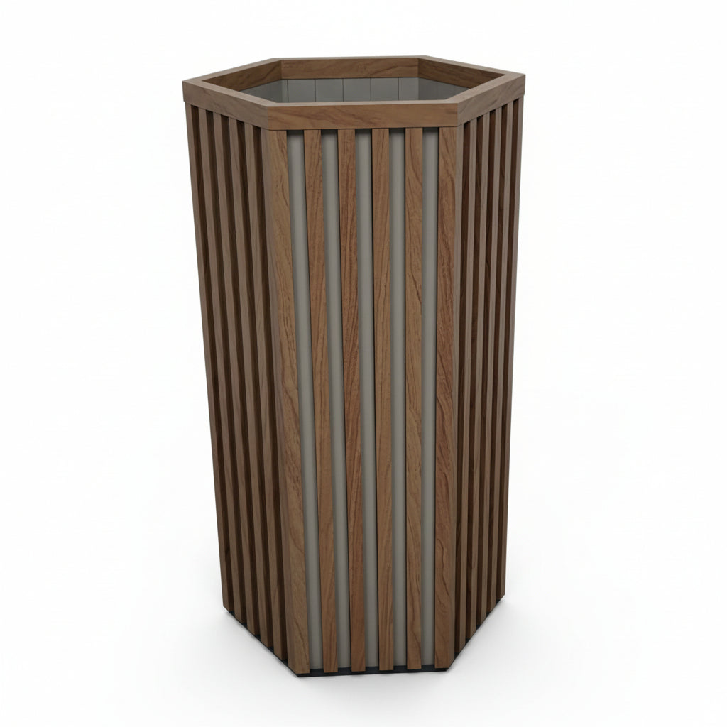 Hexagon Column Planter LG - Medium Brown
